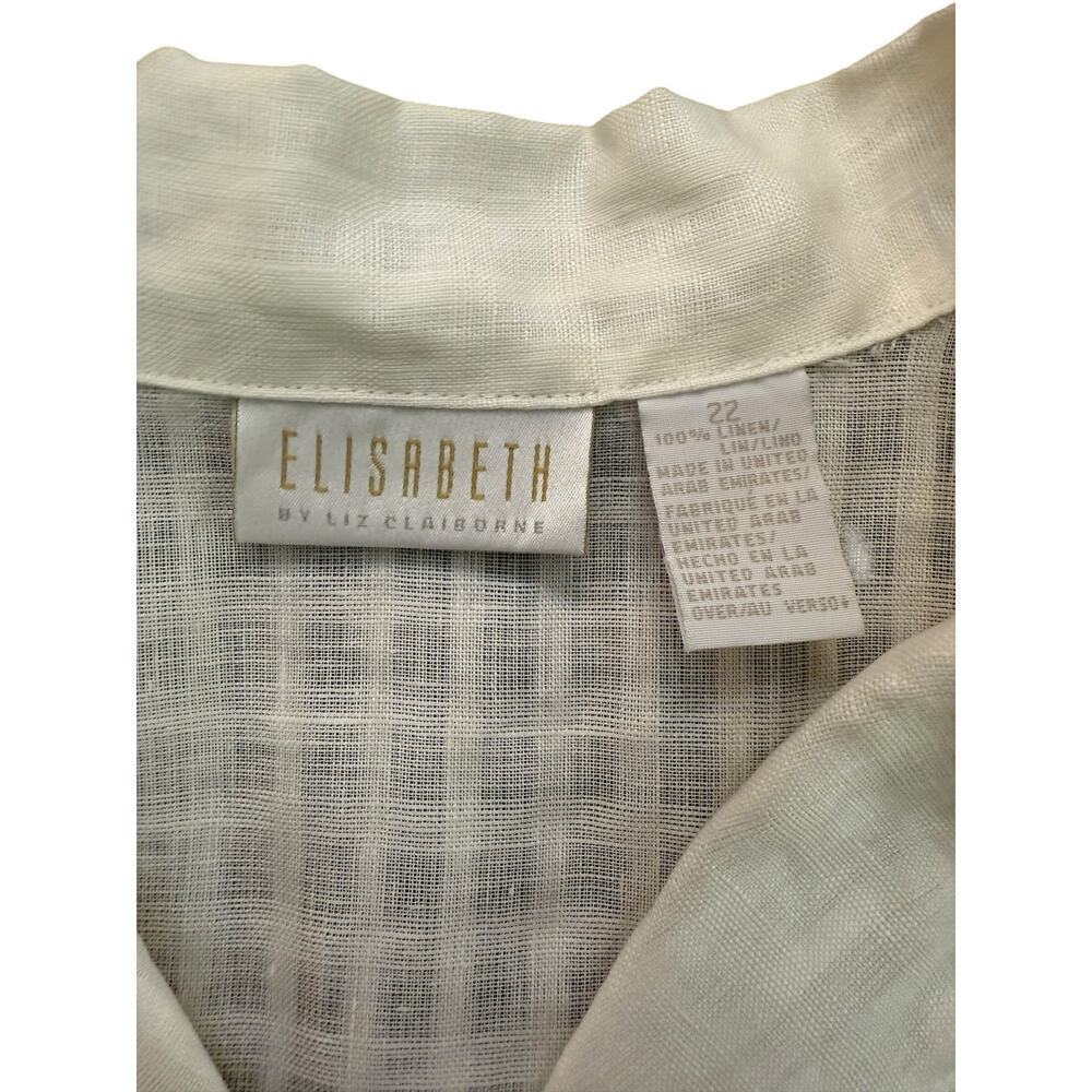 NWT Elisabeth by Liz Claiborne Cream Classic linen Button Down Shirt Size 22 - Picture 2 of 6